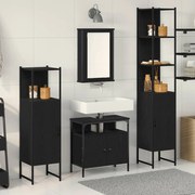 vidaXL Σετ Επίπλων Μπάνιου με ράφι 4 pcs Μαύρη δρυς 33 x 33 x 185.5 εκ