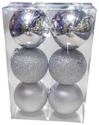 Σετ Χριστουγεννιάτικες Μπάλες 8εκ. 6τεμ Ασημί