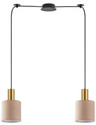 SE21-GM-4-BL2-SH3 ADEPT TUBE Gold Matt Pendant Brown Fabric Shade+ HOMELIGHTING 77-8613