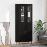 vidaXL Highboard Λευκός και Μαύρος Δρυς 69,5 x 34 x 180 εκ.
