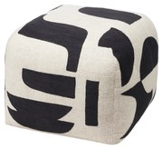 Πουφ Mundο Light Μπεζ / Μαύρο 75% Βαμβάκι / 25% Λινό W50 x D50 x H38 cm Broste Copenhagen