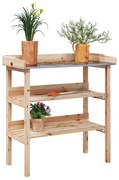 vidaXL Τραπέζι Φυτών με Ράφια 78 x 38 x 82,5 εκ. από Μασίφ Ξύλο Ελάτης