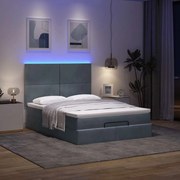 vidaXL Οθωμανικό κρεβάτι με στρώματα &amp; LEDs Σκούρο γκρι Βελούδο