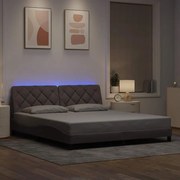 Πλαίσιο κρεβατιού με LED χωρίς στρώμα Taupe 180x200 cm Ύφασμα - Μπεζ-Γκρι
