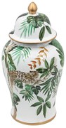Artekko Lidded Διακοσμητικό Δοχείο Βάζο με Καπάκι Πορσελάνη Λευκό Πράσινο (24x24x45.5)cm Artekko 60970