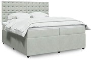 vidaXL Κρεβάτι Boxspring με Στρώμα Ανοιχτό Γκρι 200x200 εκ. Βελούδινο
