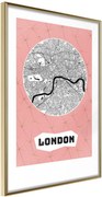 Αφίσα - City map: London (Pink) - 40x60 - Χρυσό - Χωρίς πασπαρτού