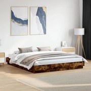 vidaXL Πλαίσιο Κρεβατιού με LED Καπνιστή Δρυς 180x200 εκ.