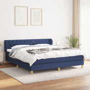 Κρεβάτι Boxspring με Στρώμα Μπλε 160x200 εκ. Υφασμάτινο - Μπλε