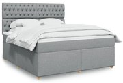 vidaXL Κρεβάτι Boxspring με Στρώμα Ανοιχτό Γκρι 180x200 εκ. Υφασμάτινο