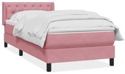 vidaXL Κρεβάτι Boxspring με Στρώμα Ροζ 80x220 εκ. Βελούδινο