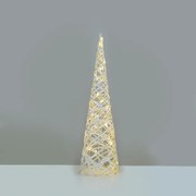 "WHITE &amp; SILVER CONE TREE" 30 MINI WW LED ΛΑΜΠ. ΜΠΑΤ. 3ΧΑΑ,IP20 Φ17X60CM ACA X11301118