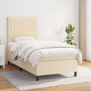 Κρεβάτι Boxspring με Στρώμα Κρεμ 100 x 200 εκ. Υφασμάτινο