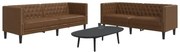 vidaXL Καναπές Chesterfield 2 τεμαχίων σετ καφέ δέρμα Faux Suede