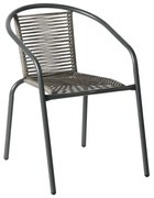 MIKA Πολυθρόνα Στοιβαζόμενη Κήπου, Μέταλλο Βαφή Ανθρακί, PE Rattan Γκρι 54x61x73cm