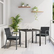 vidaXL Σετ Φαγητού Κήπου 3 Τμχ με Μαξιλάρες Μαύρο Πολυρατάν