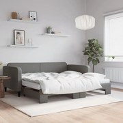 vidaXL Καναπές Κρεβάτι Συρόμενος Σκ. γκρι 100x200εκ. Ύφασμα Στρώματα