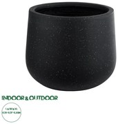 20801 GloboStar®  Artificial Garden MAYFAIR 20801 Διακοσμητικό Πολυεστερικό Τσιμεντένιο Κασπώ Γλάστρα - Flower Pot Μαύρο με Λευκές Λεπτομέριες Μ25 x Π27 x Υ30cm
