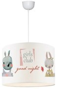 GIRLSCLUB 204-0010 Παιδικό Κρεμαστό Φωτιστικό Φιγούρα Μονόφωτο 1 x E27 IP20 Λευκό Ύφασμα-Μ28 x Π28 x Υ70cm Globostar-204-0010-Λε 204-0010