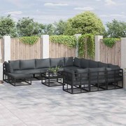 vidaXL Σετ Καναπέ Κήπου 12 pcs Μαύρο Αλουμίνιο