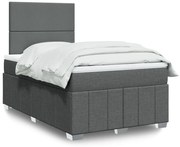 vidaXL Κρεβάτι Boxspring με Στρώμα Σκούρο Γκρι 120x200 εκ. Υφασμάτινο
