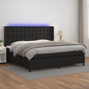 vidaXL Κρεβάτι Boxspring με Στρώμα &amp; LED Μαύρο 200x200 εκ. Συνθ. Δέρμα