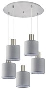 Φωτιστικό Οροφής SE21-NM-4-5NM-SH2 ADEPT TUBE Nickel Matt Pendant Grey Fabric Shade+ - 51W - 100W - 77-8426