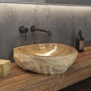 KARAG ONYX Νιπτήρας Επικαθήμενος Πέτρινος Μπεζ της Άμμου  Ø40-45x15cm