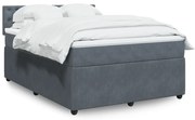 vidaXL Κρεβάτι Boxspring με Στρώμα Σκούρο Γκρι 140x200 εκ. Βελούδινο