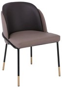 WOODWELL ΕΜ177,1SELECT Καρέκλα Τραπεζαρίας- Κουζίνας, Μέταλλο Βαφή Μαύρο, Pu Cappuccino-Σκούρο Καφέ 54x58x78cm ΕΜ177,1