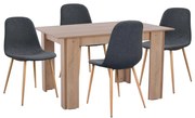 Σετ Τραπεζαρίας KELVIN 5 τεμ. C21117 Τραπέζι 140x80x77εκ. με Καρέκλες με Γκρί Ύφασμα 140x80x77 εκ.