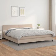 Κρεβάτι Boxspring με Στρώμα Καπουτσίνο 200x200εκ.από Συνθ.Δέρμα