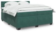 vidaXL Κρεβάτι Boxspring με Στρώμα Σκούρο Πράσινο 200x200εκ. Βελούδινο