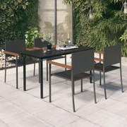 vidaXL Σετ Τραπεζαρίας Κήπου 5 Τεμαχίων Μαύρο