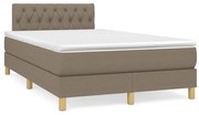 vidaXL Κρεβάτι Boxspring με Στρώμα &amp; LED Taupe 120x190 εκ. Υφασμάτινο