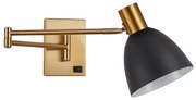 SE21-GM-52-MS2 ADEPT WALL LAMP Gold Matt Wall lamp with Switcher and Black Metal Shade+ HOMELIGHTING 77-8367