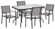 Σετ Κήπου Τραπεζαρία HM11800 5 τεμ Μεταλλικό Γκρί με Τραπέζι 120x70x71 εκ. & 4 Καρέκλες Textline