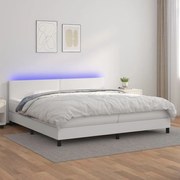 ΚΡΕΒΑΤΙ BOXSPRING ΜΕ ΣΤΡΩΜΑ &amp; LED ΛΕΥΚΟ 200X200 ΕΚ. ΣΥΝΘ. ΔΕΡΜΑ 3134124