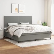 vidaXL Κρεβάτι Boxspring με Στρώμα Σκούρο Γκρι 200x200 εκ. Υφασμάτινο