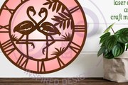 Intra απο ξύλο plywood 3mm-4mm πάχος - Ρολόι Φλαμίνγκο Ρολόι τοίχου με λέιζερ Δίασταση 30x20 cm INTRAFABR-112713554
