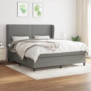 vidaXL Κρεβάτι Boxspring με Στρώμα Σκούρο Γκρι 180x200 εκ Υφασμάτιν