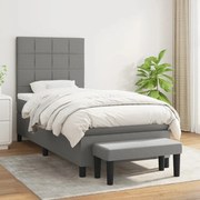 vidaXL Κρεβάτι Boxspring με Στρώμα Σκούρο Γκρι 100x200 εκ. Υφασμάτινο