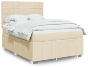 vidaXL Κρεβάτι Boxspring με Στρώμα Κρεμ 140x190 εκ. Υφασμάτινο