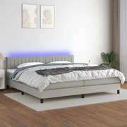 ΚΡΕΒΑΤΙ BOXSPRING ΜΕ ΣΤΡΩΜΑ &amp; LED ΑΝ.ΓΚΡΙ 200X200ΕΚ. ΥΦΑΣΜΑΤΙΝΟ 3133341