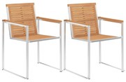 Καρέκλες Κήπου 2 τεμ. από Μασίφ Ξύλο Teak/Ανοξείδωτο Ατσάλι 46515