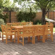 vidaXL Σέτ φαγητού για κήπο 9 pcs Καφέ Μασίφ ξύλο ακακίας