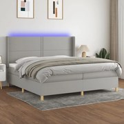 ΚΡΕΒΑΤΙ BOXSPRING ΜΕ ΣΤΡΩΜΑ &amp; LED ΑΝ.ΓΚΡΙ 200X200ΕΚ. ΥΦΑΣΜΑΤΙΝΟ 3138821