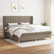 Κρεβάτι Boxspring με Στρώμα Taupe 200x200 εκ. Υφασμάτινο - Μπεζ-Γκρι