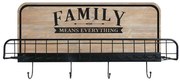 Κρεμάστρα Τοίχου Με Ράφι Family 60x12x31cm Natural-Black Μέταλλο,Ξύλο