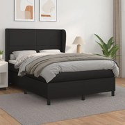 Κρεβάτι Boxspring με Στρώμα Μαύρο 140x200εκ.από Συνθετικό Δέρμα - Μαύρο